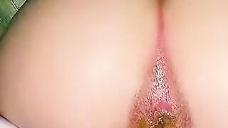 Dark pink asshole shitting