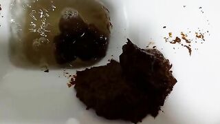 Hard black turd from beautiful asshole