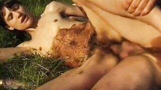 Scat fuck in the garden
