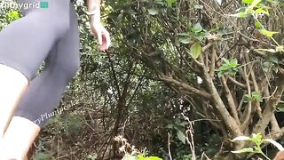 Kinky big booty lady shits in the forest