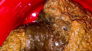 Red nail polish and hot yellow turds