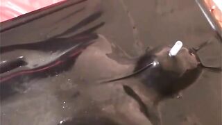 Kinky slut eating shit and sucking cock