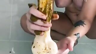 Nice titty wife and hot dildo fuck