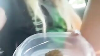 Trimmed horny blonde babe pooping