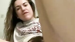 Kinky hairy babe showing her sticky shit