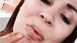 Skinny brunette caked in shit from head to toe