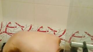 Busty milf playing with her shit in bathtub