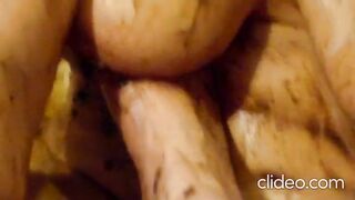 BBW lady covered in shit gets big toe in pussy