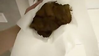 Lovely ass girl pooping heavily in solo