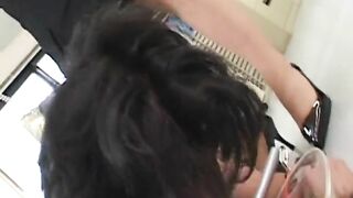 Pretty japanese mistress gives breakfast to personal slave