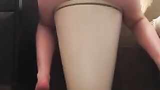 Scat Hot blonde shit on toilet floor