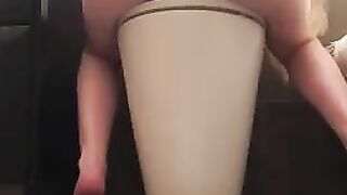 Scat Hot blonde shit on toilet floor