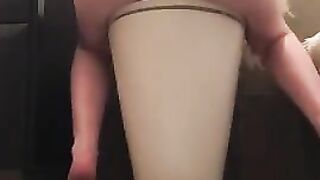 Scat Hot blonde shit on toilet floor