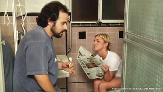 Sexy teen toilet farting and pooping in front of hubby