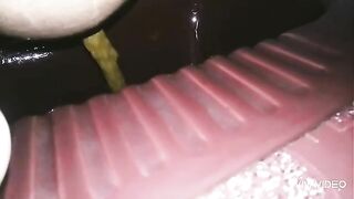 Amateur lady shitting in the toilet