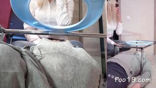 Slutty lady poops on her lucky slave