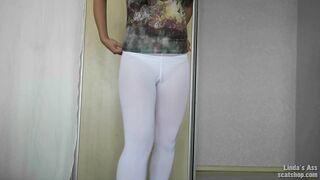 Messy shit on her ass and leggings