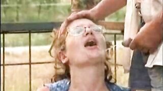 Mature big titty brunette slut takes pee