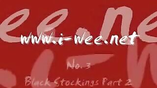 Black Stockings babe masturbates and pee