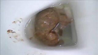 Blonde milf shitting in the toilet standing