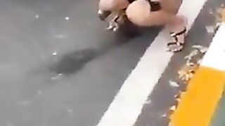 Crazy Asian whore caught pissing