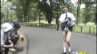 Crazy Japanese babe doing it in public