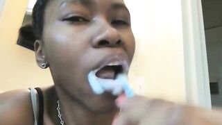 Cute black chick drops a big load