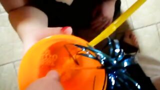 Drinking fresh piss juice