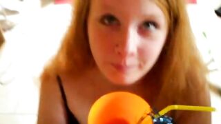 Drinking fresh piss juice