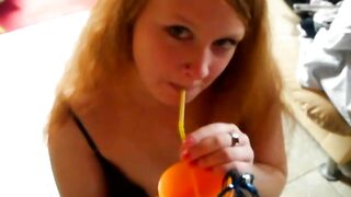 Drinking fresh piss juice