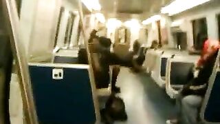 Drunk whore caught pisses in the metro
