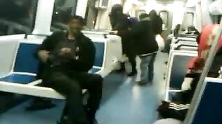 Drunk whore caught pisses in the metro