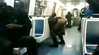 Drunk whore caught pisses in the metro