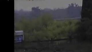 Mature lady Elizabeth piss on the road