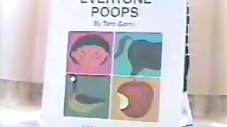 Female poops with friends laugh in background