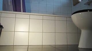 Babe in white stockings poo