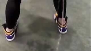 Amateur lady caught pissing on the floor