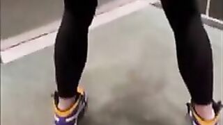 Amateur lady caught pissing on the floor