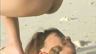 Lesbians scat orgy on the beach