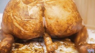 Huge dildo and messy shit play