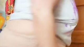 Nasty whore shits in diaper