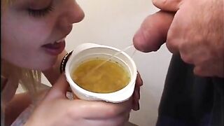 Piss Hot Blonde drinks instant piss soup