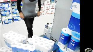 Pissing gorgeous wife in the store