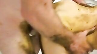 Shit smearing dude fucking her girlfriend