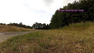 Phat ass lady shitting on the grass