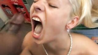 Blonde mature lady enjoying interracial fuck and pee