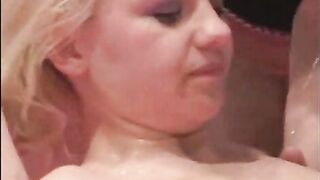 Sexy slutty blonde babe taking piss