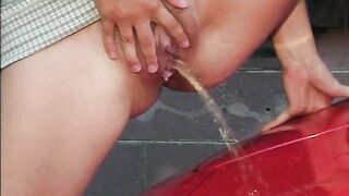 Lovely girls pissing on corvette