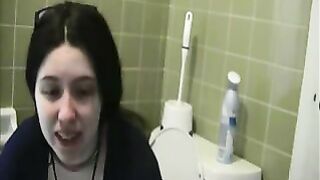 Brunette girl two time shitting