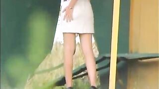 Upskirt voyeur and hot shit in the barn